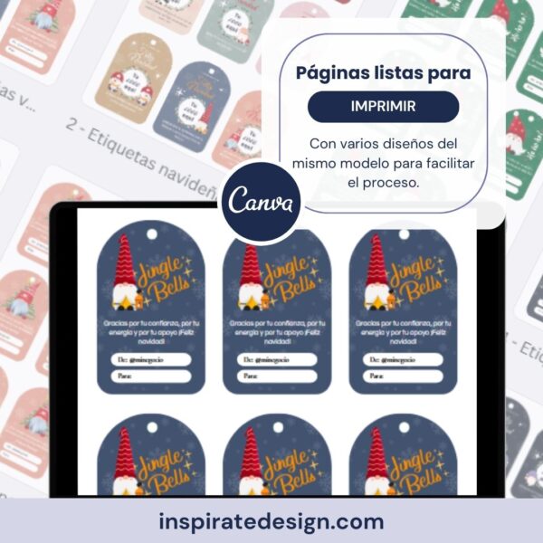 Pack de etiquetas navideñas personalizables para negocios y emprendedores - Imagen 4