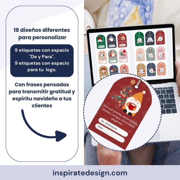 Pack de etiquetas navideñas personalizables para negocios y emprendedores - Imagen 2