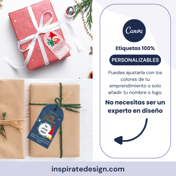 Pack de etiquetas navideñas personalizables para negocios y emprendedores - Imagen 3