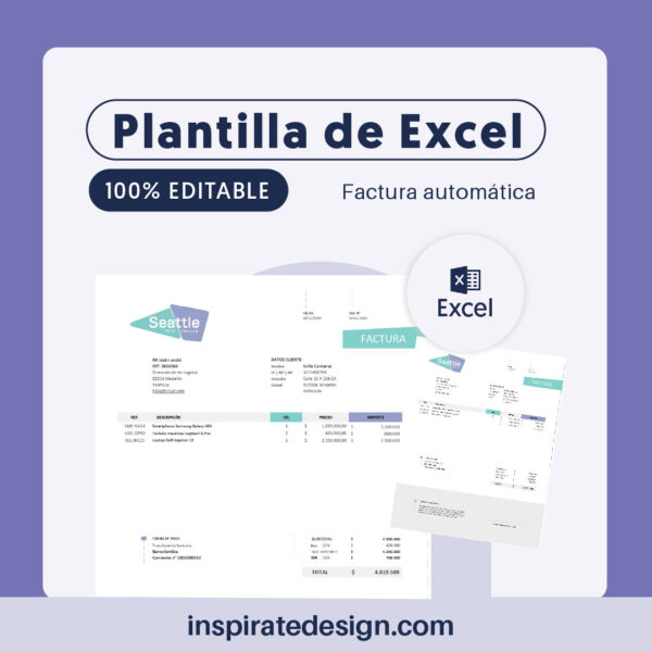 plantilla factura automática excel - seattle